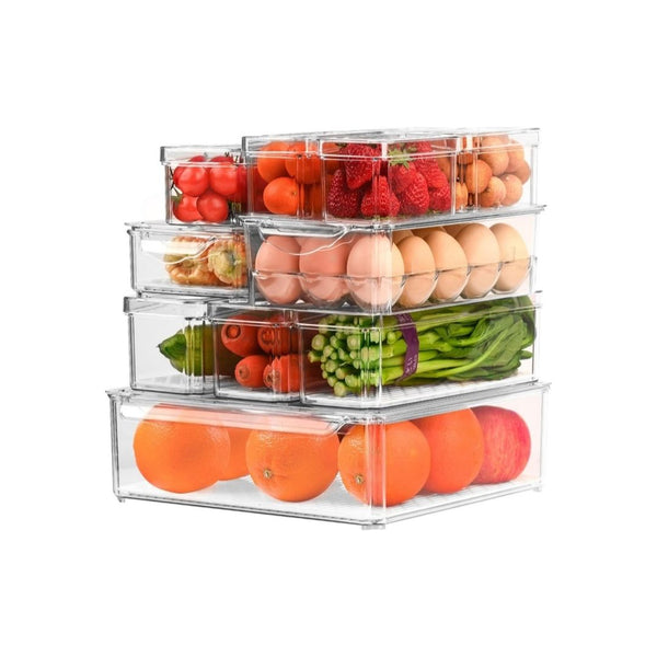 12-Pack Stackable Fridge Organizer with 5 Liners