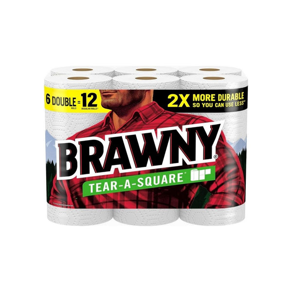 6 Double Rolls = 12 Reg Rolls Brawny Paper Towels