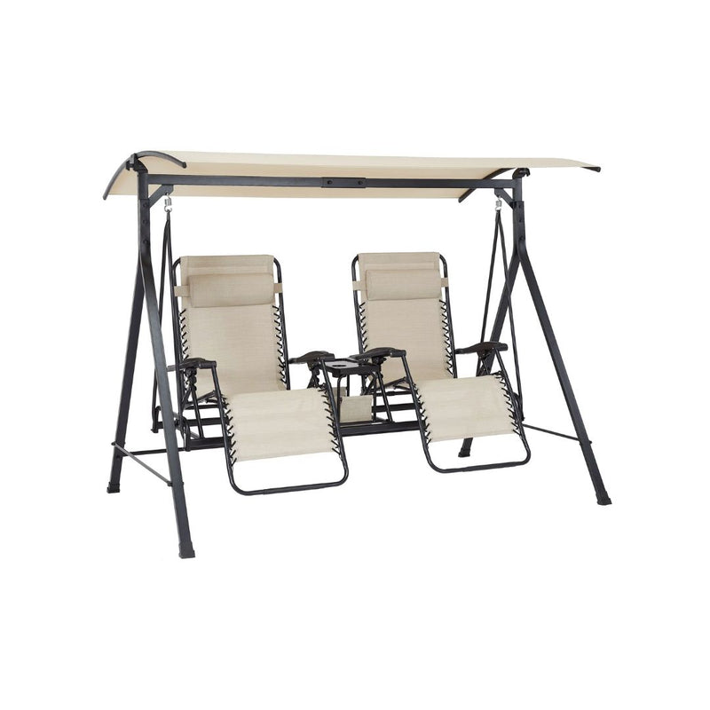 Mainstays 2-Seat Reclining Oversized Zero-Gravity Swing with Canopy and Center Storage