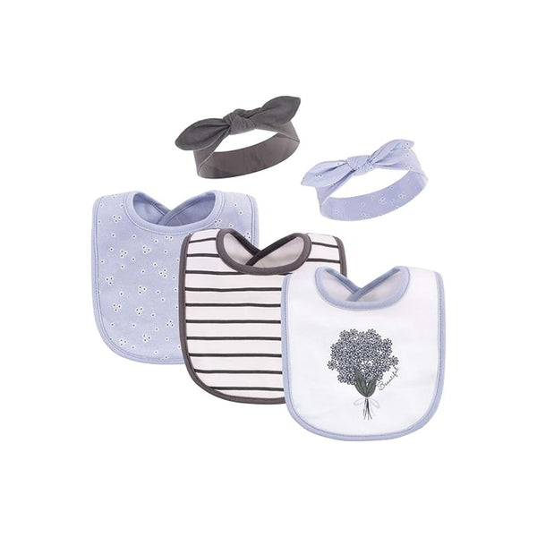 Hudson Baby Unisex Baby Cotton Bib and Headband or Caps Set