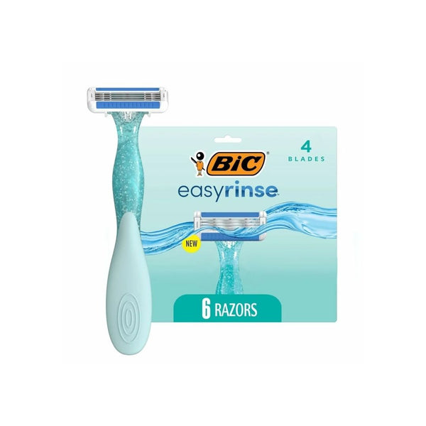 6 Count BIC EasyRinse Anti-Clogging Women’s Disposable Razors With 4 Blades