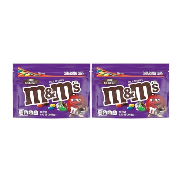 2 Bags Of M&M’S Dark Chocolate Candy 9.4oz Resealable Candy Bag