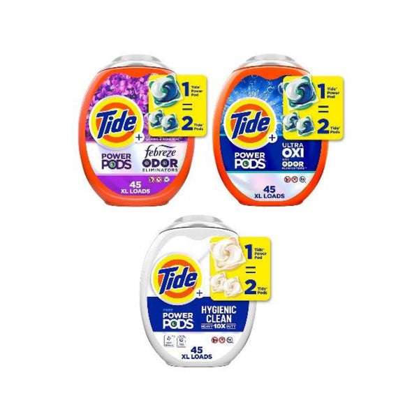 45 Ct Tide Power Pods Laundry Detergent (Febreze, OXI Power, or Hygienic Clean)