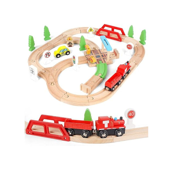 40 PCS Wooden Train Set