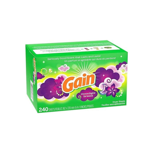 240 Count Gain Dryer Sheets Laundry Fabric Softener, Moonlight Breeze