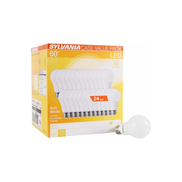 24-Pack SYLVANIA LED A19 Light Bulbs, 60W Equivalent, 2700K