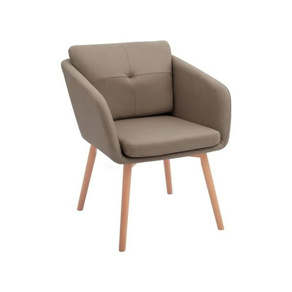 Faux Leather Side Upholstered Chair with Wood Legs
