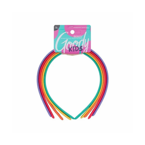 5 Count Goody Kids Ouchless Classic Headbands, Assorted Colors