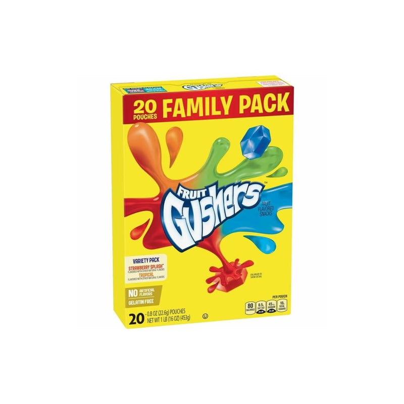 6 Family Packs of Gushers Fruit Flavored Snacks (20 Pouches Each, 120 Total)