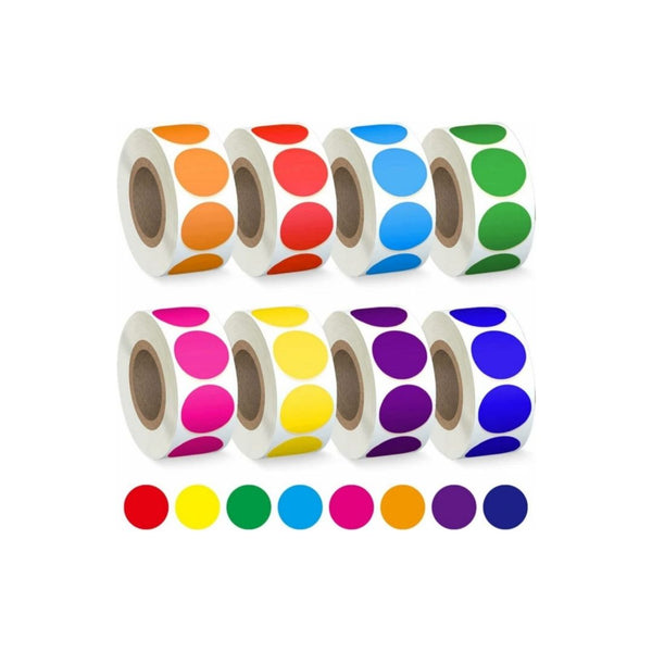 4000 PCS 3/4-Inch Colored Dot Stickers (8 Rolls, 3/4 Inches)