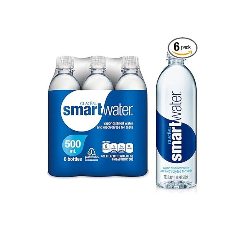 6-Pack smartwater Vapor Distilled Premium Water, 16.9 Fl Oz