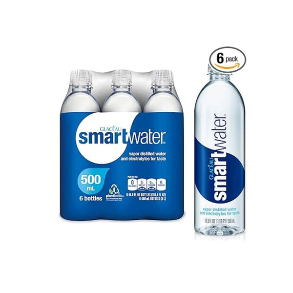 6-Pack smartwater Vapor Distilled Premium Water, 16.9 Fl Oz