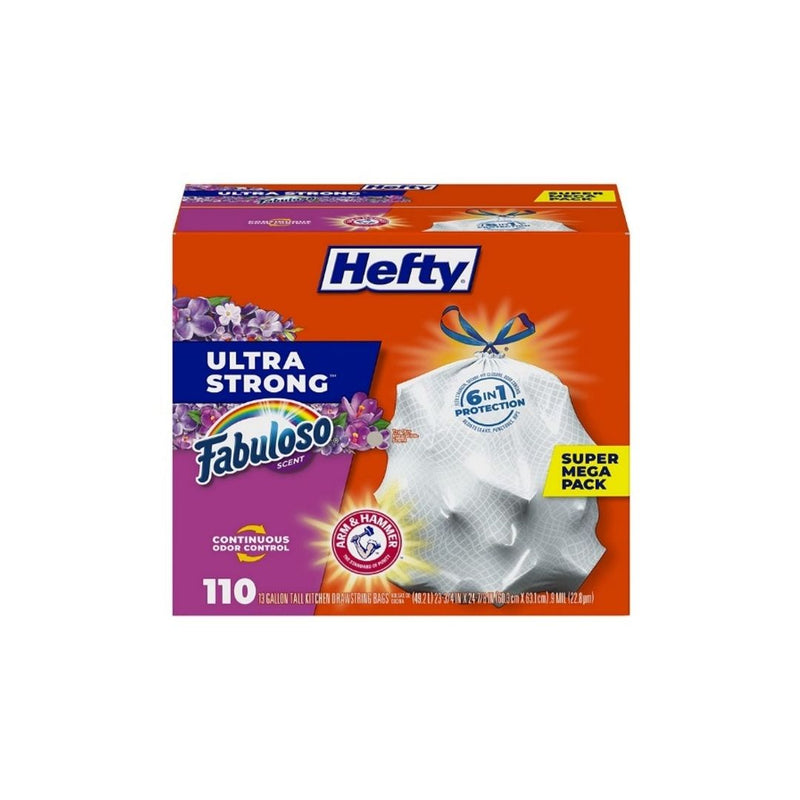 110ct Hefty Ultra Strong Tall Kitchen Trash Bags, Fabuloso Scent, 13 Gallon