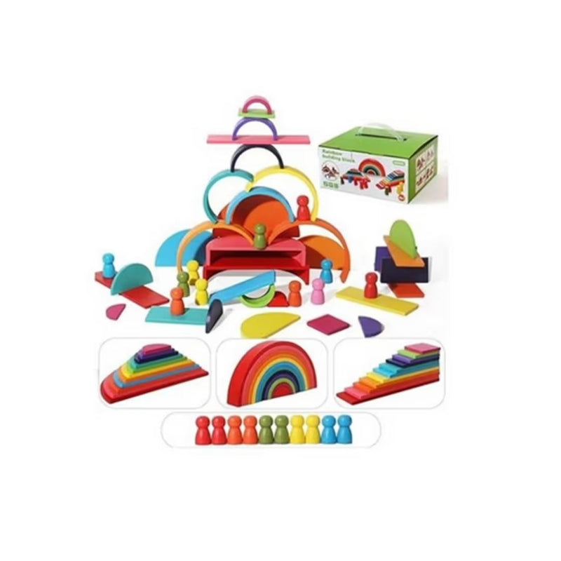 45-Piece Wooden Rainbow Stack Set