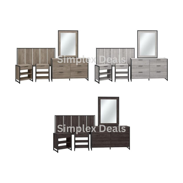 Bush Furniture Atria 5 Piece Modern Bedroom Set with Full/Queen Size Headboard