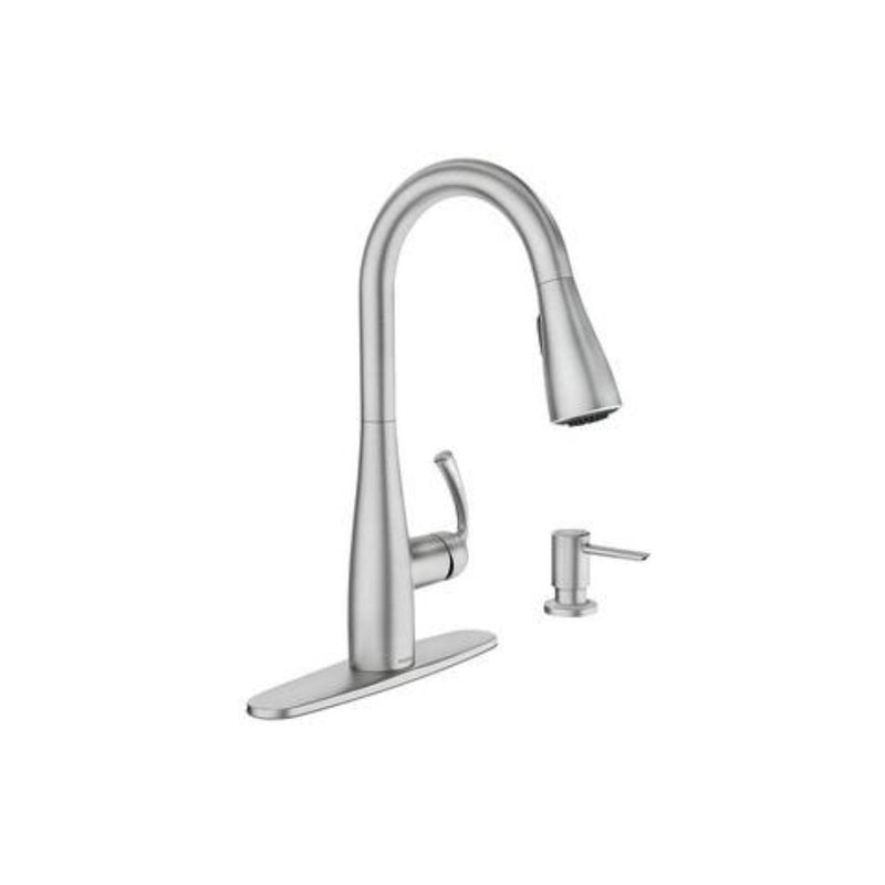 Moen Essie Spot Resist Stainless Pull-down Kitchen Faucet Set with Soap Dispenser