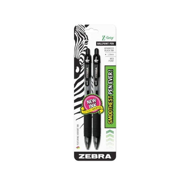 2-Count Zebra Pen Z-Grip Retractable Ballpoint Pens, Black Ink