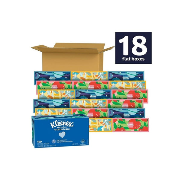36 Boxes (2 packs of 18) Of Kleenex Expressions Trusted Care Facial Tissues (160 Tissues per Box) + Get $15 Amazon Promotional Credit!