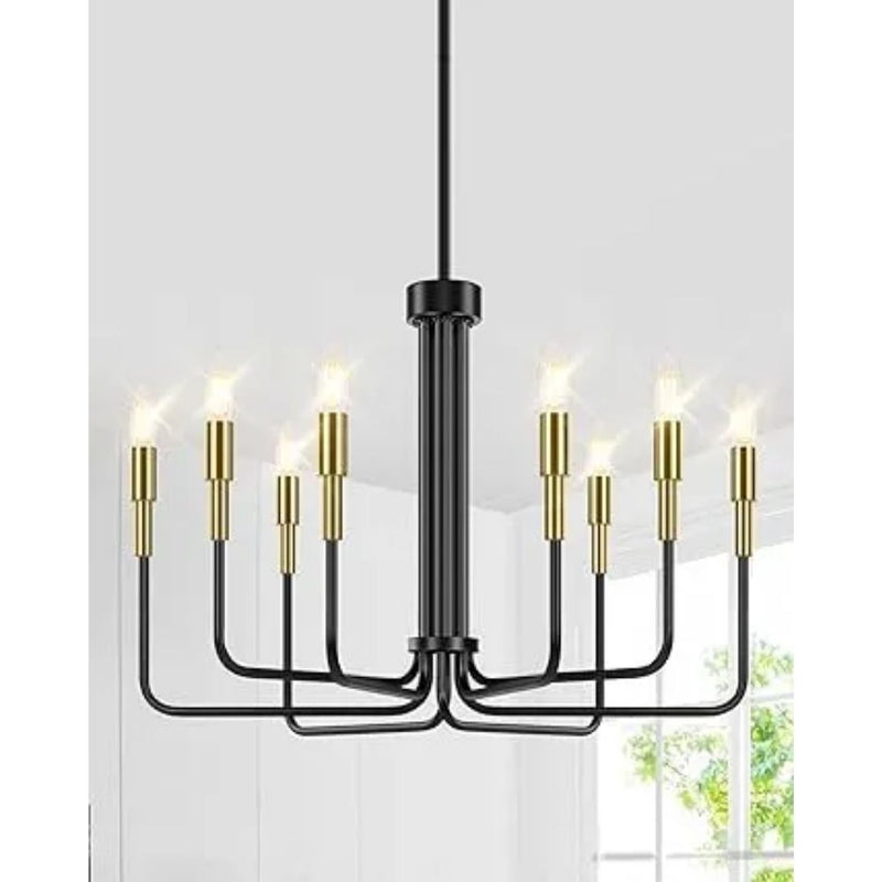 8-Light Black and Gold Modern Farmhouse Chandelier