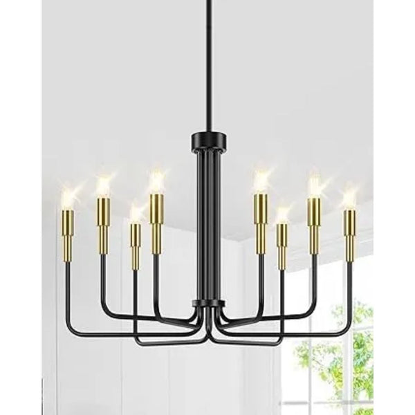 8-Light Black and Gold Modern Farmhouse Chandelier