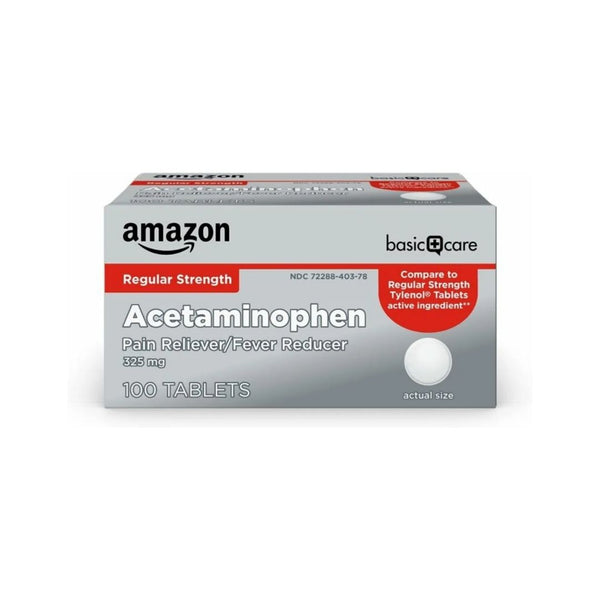Amazon Basic Care Pain Relief, Acetaminophen Tablets 325 mg, Regular Strength (100 Count)