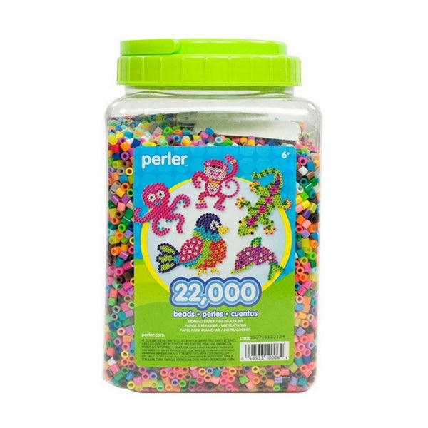 Perler Assorted Bulk Fuse Beads Set with Storage Jar for Arts and Crafts, Multicolor