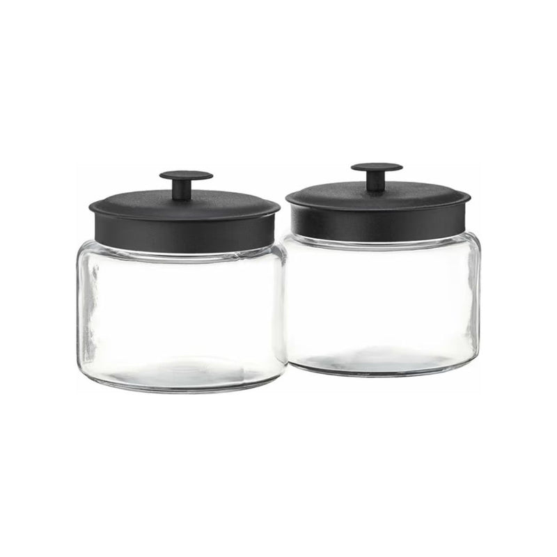 Set of 2 Montana Glass Jars with Fresh Sealed Lids (64 oz)