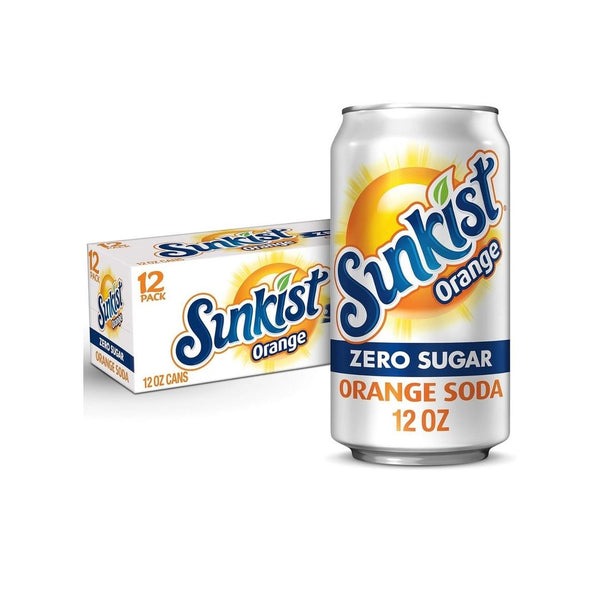 12 Cans Of Sunkist Zero Sugar Orange Or 7UP Lemon Lime Soda