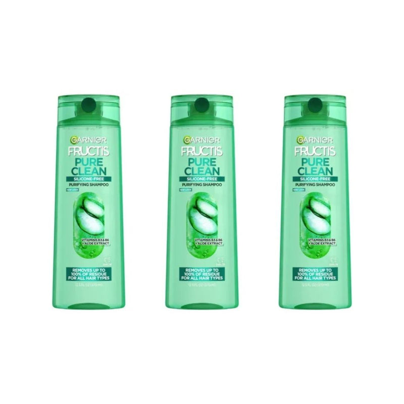 3 Bottles of Garnier Fructis Pure Clean Purifying Shampoo (12.5 Fl Oz Bottles)