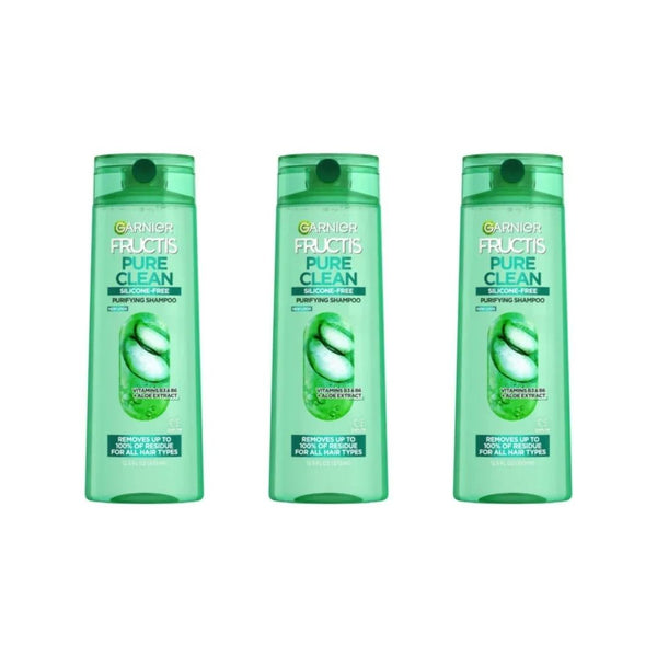 3 Bottles of Garnier Fructis Pure Clean Purifying Shampoo (12.5 Fl Oz Bottles)