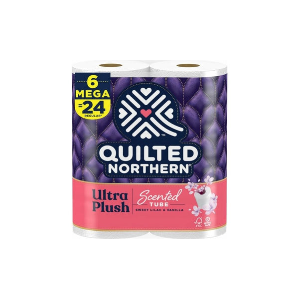 Quilted Northern Ultra Plush Toilet Paper with Sweet Lilac & Vanilla Scented Tube (6 Mega Rolls = 24 Mega Regular Rolls)