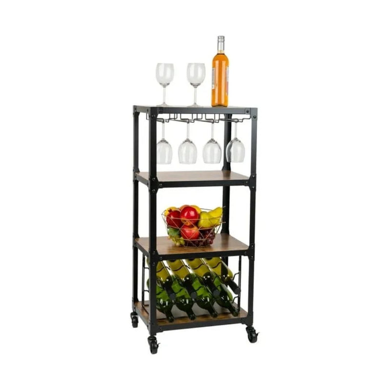 4 Shelf Mobile Wine Bar Cart