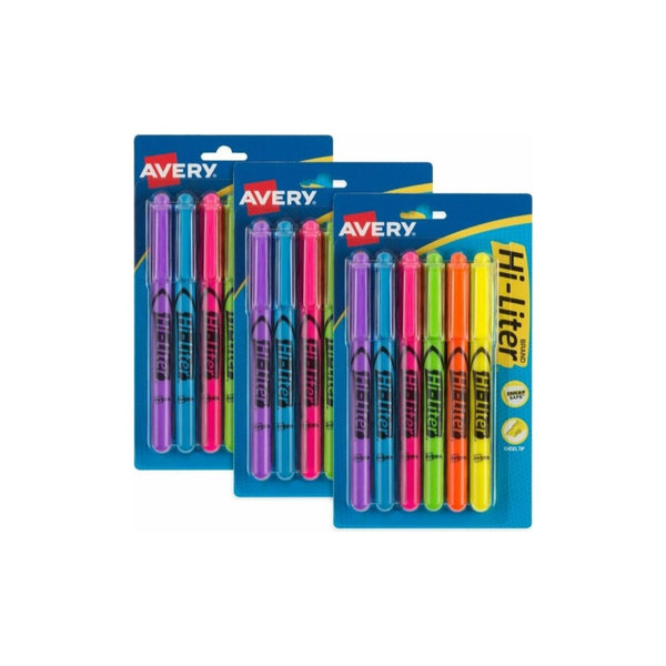 3 Packs of 6 Avery Hi-Liter Pens, Assorted Colors (18 Total)