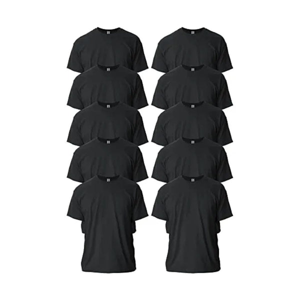 10 Pack Of Gildan Adult Ultra Cotton Black T-Shirts