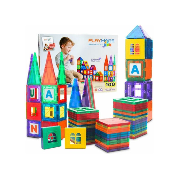 Playmags 100-Piece Magnetic Tiles