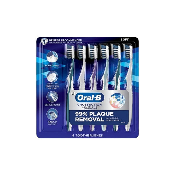 6-Pk Oral-B CrossAction All In One Soft Toothbrushes