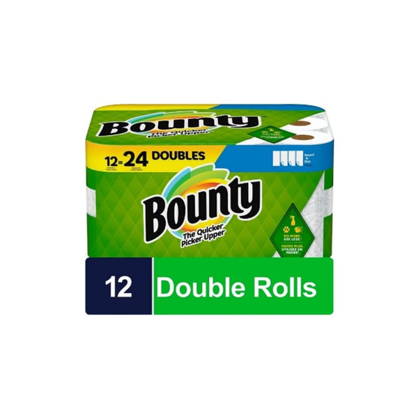 Bounty Paper Towels 12 Double Rolls = 24 Regular Rolls