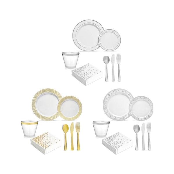 175 Pcs Plastic Disposable Dinnerware Sets