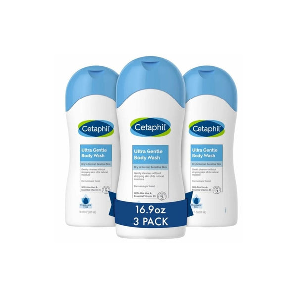 3 Bottles of Cetaphil Ultra Gentle Refreshing Body Wash