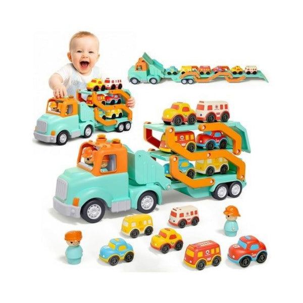 Foldable Truck Track Trailer Toy With Lights And Sounds