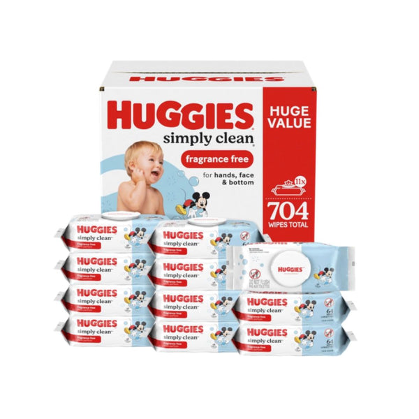11 Flip-Top Packs Huggies Unscented Baby Diaper Wipe