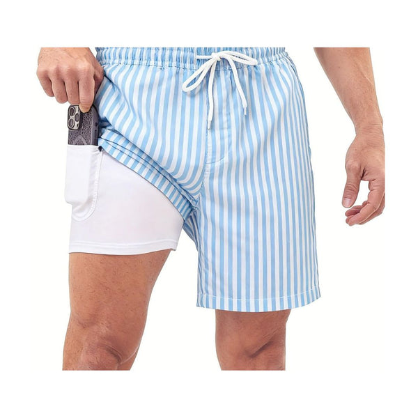 Mens 2-in-1 Swim Trunks with Compression Liner