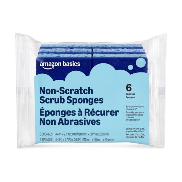 6 Dual-Sided Non-Scratch Sponges or Heavy Duty Scrub Sponges