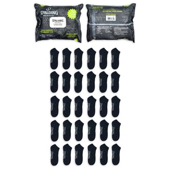30 Pairs Spalding Men’s No-Show Socks
