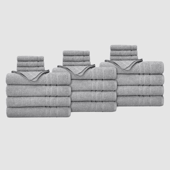 24 Piece Cotton-Recycled Polyester Bath Towel Set