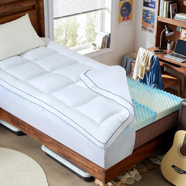 Twin Size Dual Layer 4 Inch Memory Foam Mattress Topper