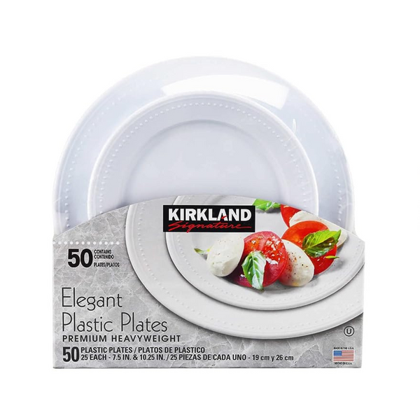 Set of 50 Kirkland Elegant Heavy Weight Plastic Plates