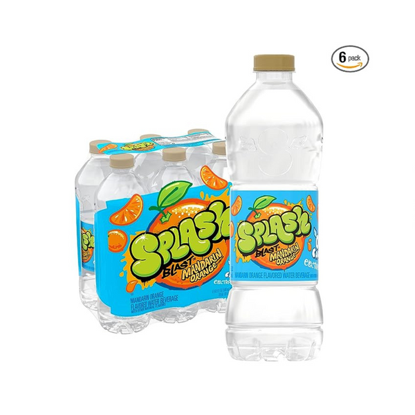 6 Pack of Splash Blast, Flavored Water Beverage, Mandarin Orange Flavor