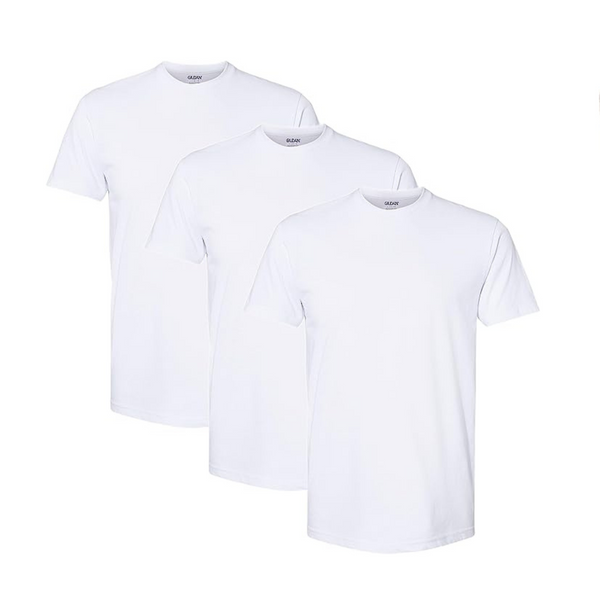 3 Gildan Men's Crew Neck Cotton Stretch T-Shirts