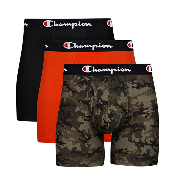 3-Pack Champion Men’s Cotton Stretch Boxer Briefs